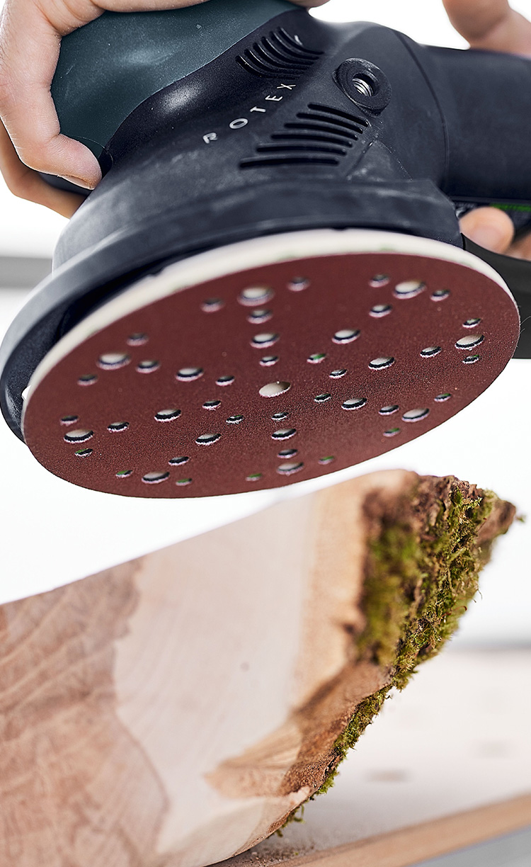 Ein Rotex Schleifer mit einem Rubin Schleifmittel