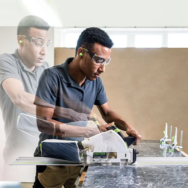 Die Festool Entwickler Matthias Kübeler und Andreas Sdrzallek