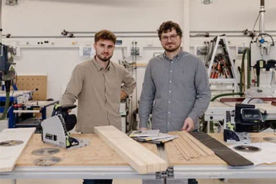 Entwicklungsingenieur Marco Haible und Produktmanager Jonas Wurster von Festool