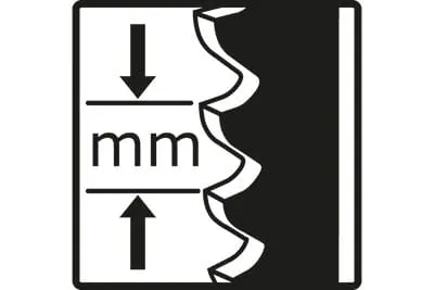 Materialdicke abgestimmt auf Sägeblattlänge und Zahnteilung