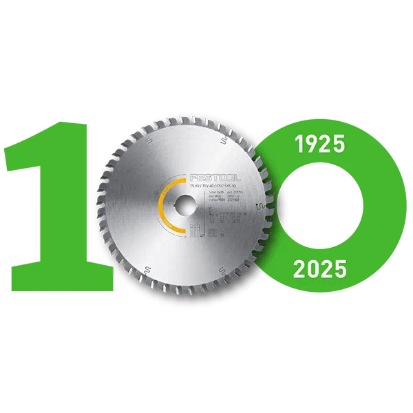 Festool 100 Jahre Logo mit Sägeblatt