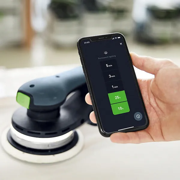Die Festool App mit einem Werkzeug verbunden