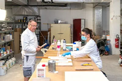 In der Werkstatt des Malerbetriebs Didier.